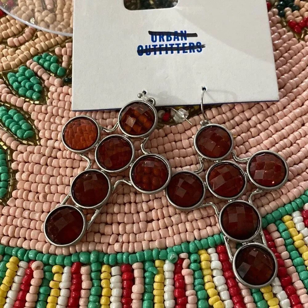 Urban Outfitters Silver Cross Goth Earrings
